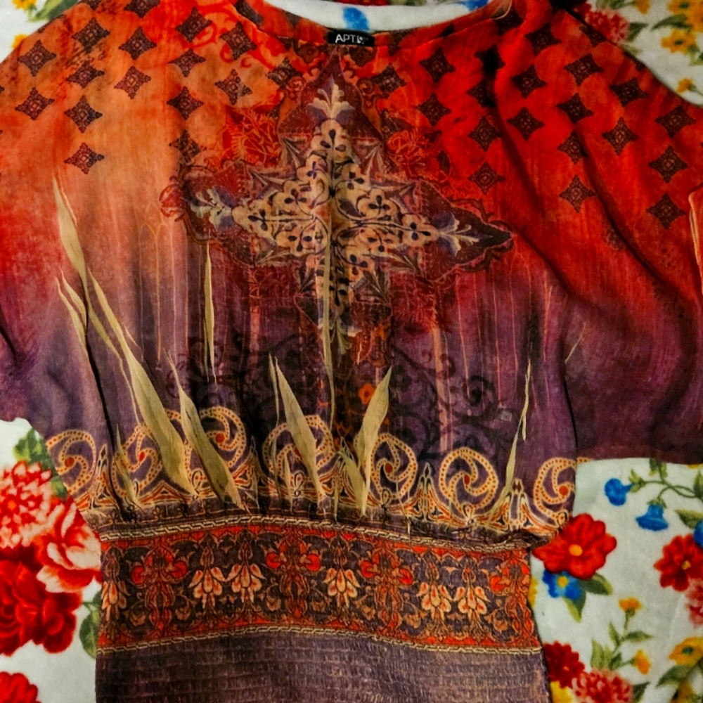 Womens Large Bohemian Sheer top by Apt 9